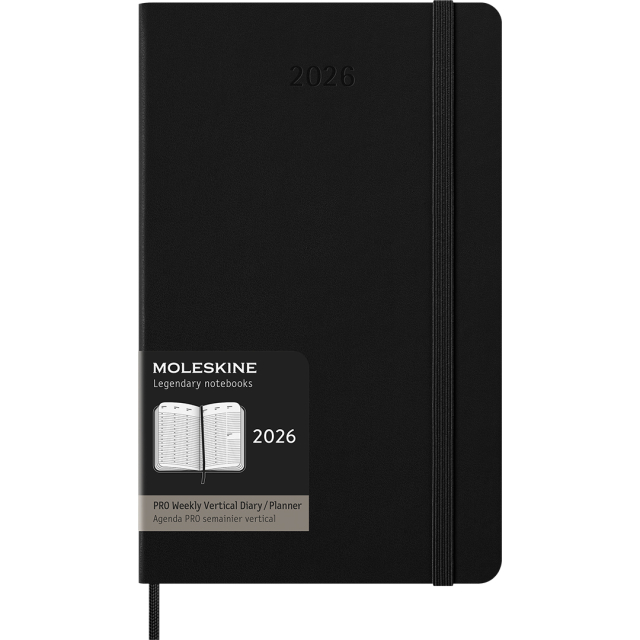 Kalender 12M Weekly Vertical PRO 2026 Hardcover Large Black