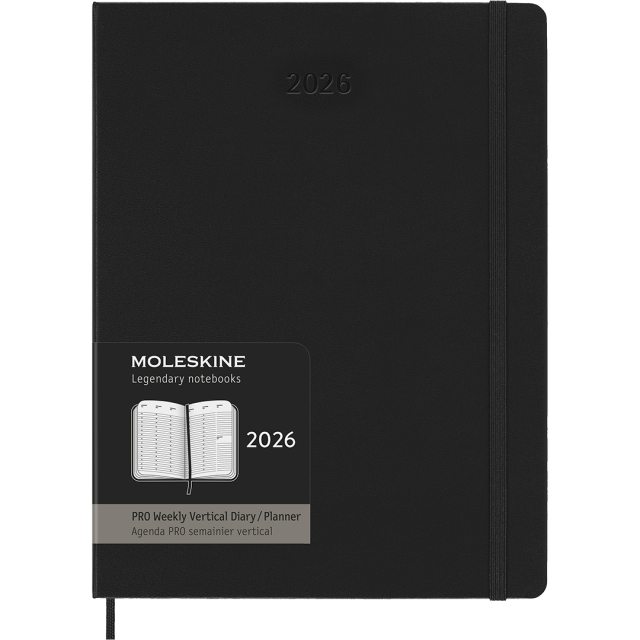 Calendrier 12M Weekly Vertical PRO 2026 Hardcover XL Black