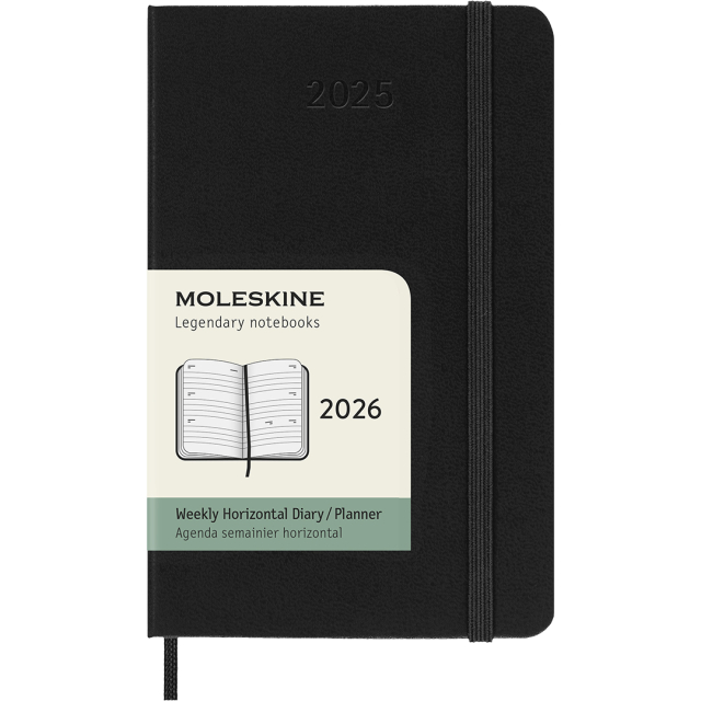Calendrier 12M Weekly Horizontal 2026 Hardcover Pocket Black