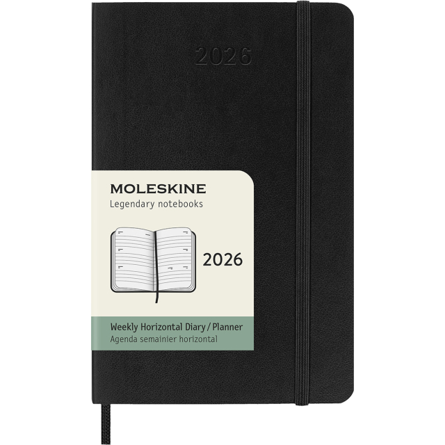 Calendrier 12M Weekly Horizontal 2026 Softcover Pocket Black