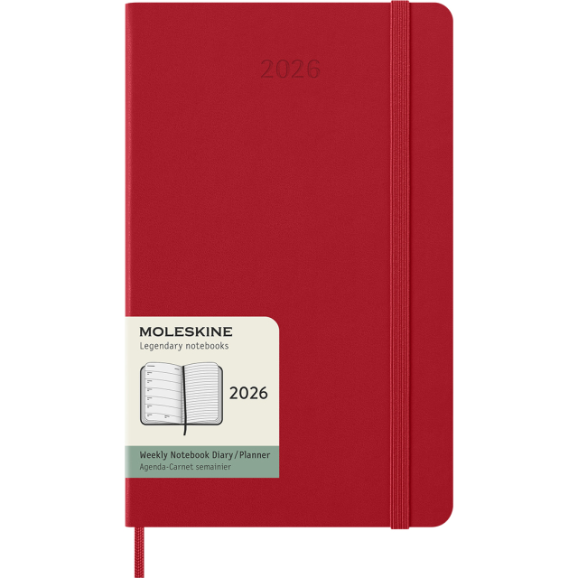 Calendrier 12M Weekly Notebook 2026 Hardcover Large Red