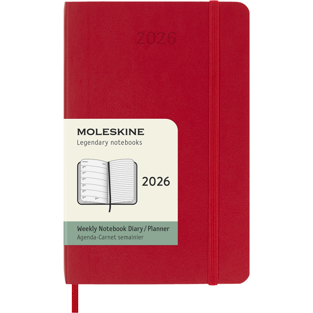Calendrier 12M Weekly Notebook 2026 Softcover Pocket Red