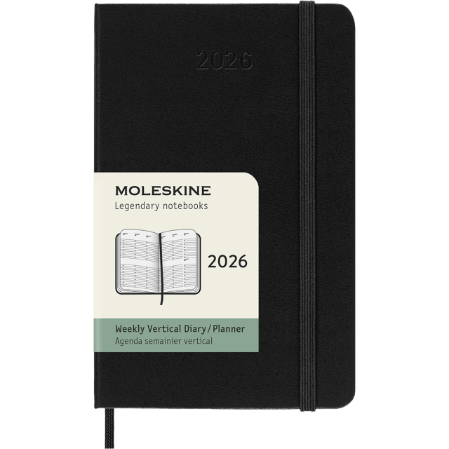Calendrier 12M Weekly Vertical 2026 Hardcover Pocket Black