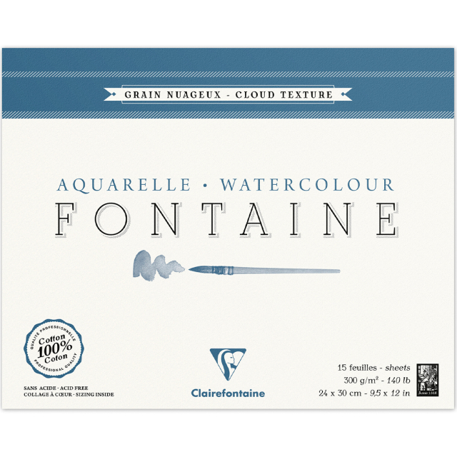 Fontaine Bloc aquarelle Cloud Texture 24x30 cm 300g