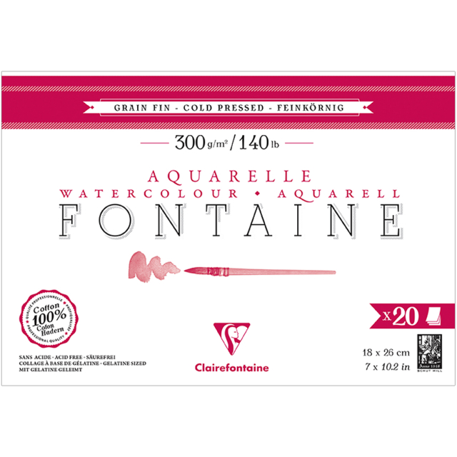 Fontaine Bloc aquarelle CP 18x26 cm 300g