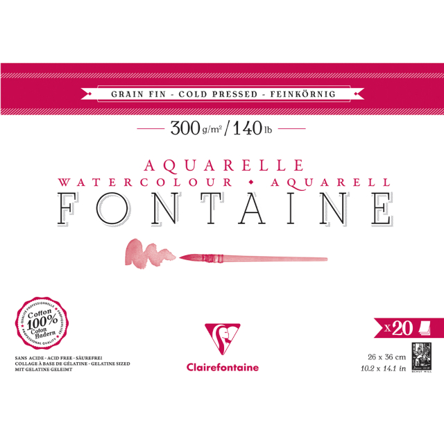 Fontaine Bloc aquarelle CP 26x36 cm 300g