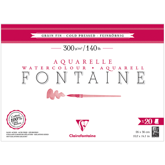Fontaine Bloc aquarelle CP 26x36 cm 300g