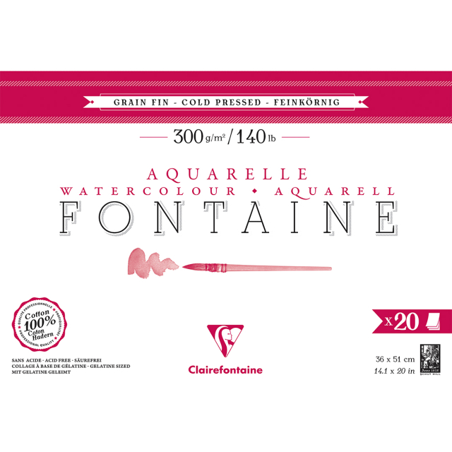 Fontaine Bloc aquarelle CP 36x51 cm 300g