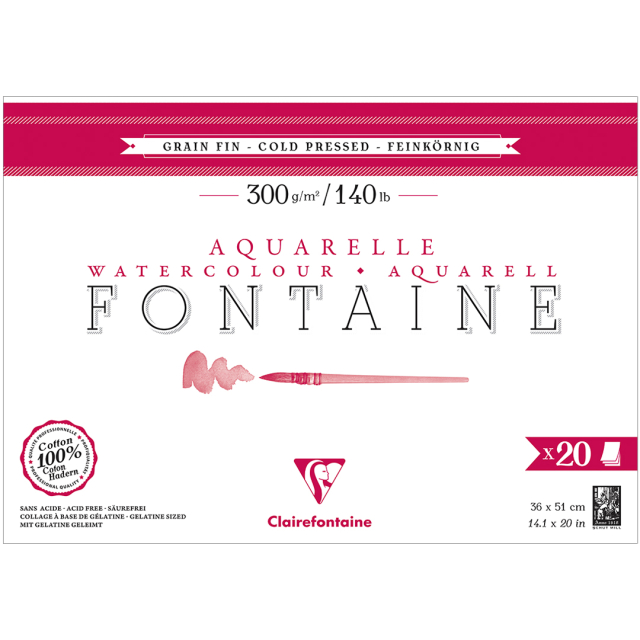 Fontaine Bloc aquarelle CP 36x51 cm 300g