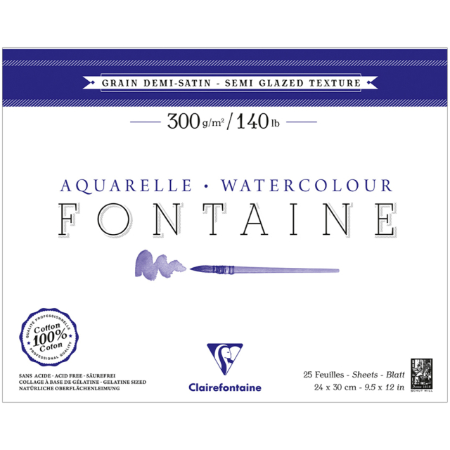 Fontaine Bloc aquarelle Semi-Glazed 24x30 cm 300g