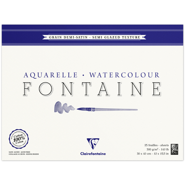 Fontaine Bloc aquarelle Semi-Glazed 30x40 cm 300g