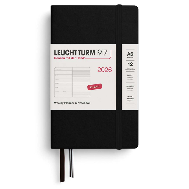 Calendrier Weekly Planner & Notebook 2026 A6 Black