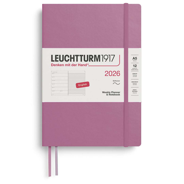 Calendrier Weekly Planner & Notebook 2026 A5 Soft Cover Dusty Rose