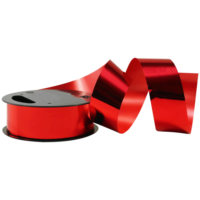 Ruban cadeau métallisé 10m x 25 mm Rouge