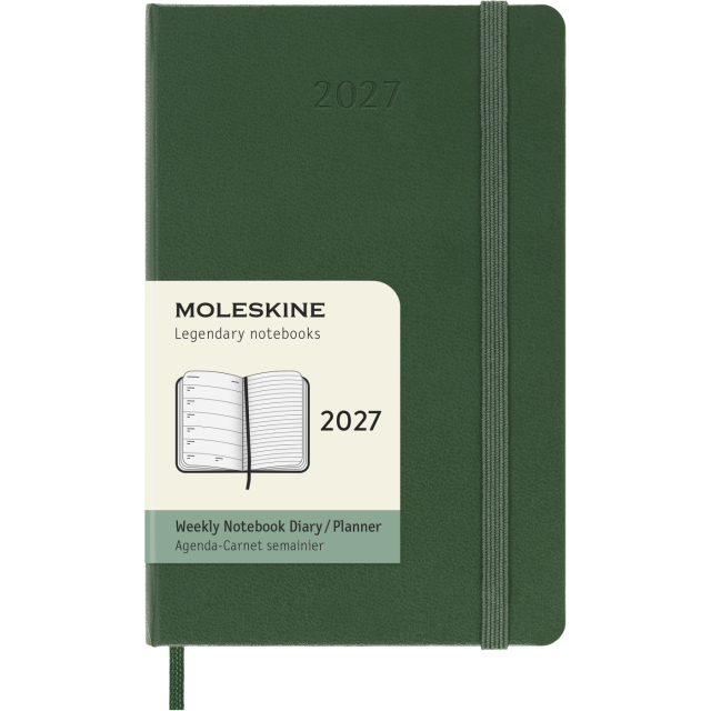 Calendrier 12M Weekly Notebook 2027 Hardcover Pocket Myrtle Green 