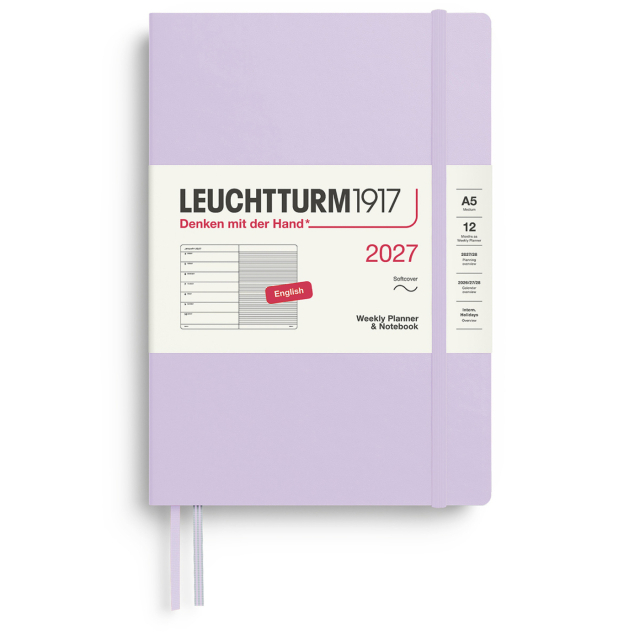 Calendrier Weekly Planner & Notebook 2027 A5 Soft Cover Lilac