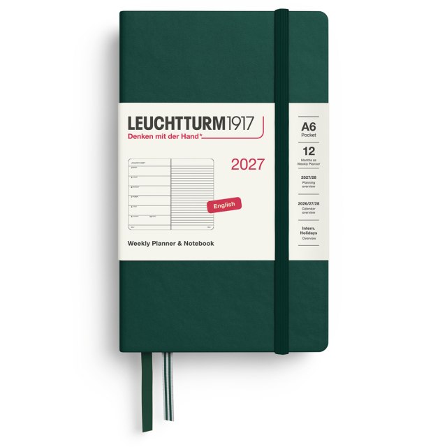 Calendrier Weekly Planner & Notebook 2027 A6 Forest Green