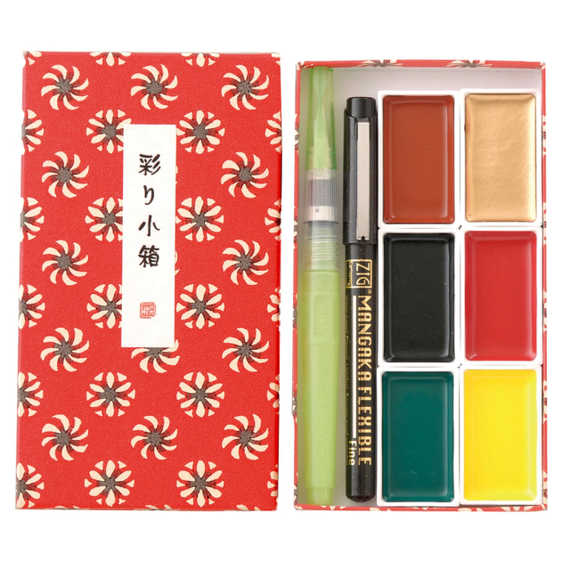Gansai Tambi Irodori Kobako Coffret aquarelle rouge