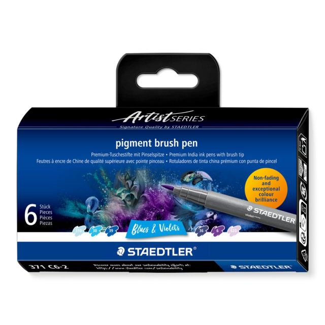 Pigment Arts Brush Pen ensemble de 6 Blue/Violet
