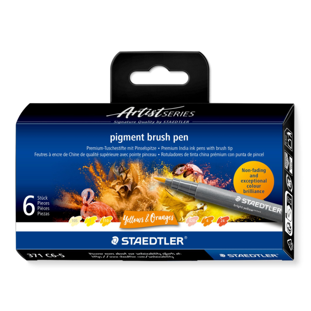 Pigment Arts Brush Pen ensemble de 6 Yellow/Orange