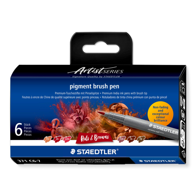 Pigment Arts Brush Pen ensemble de 6 Red/Brown