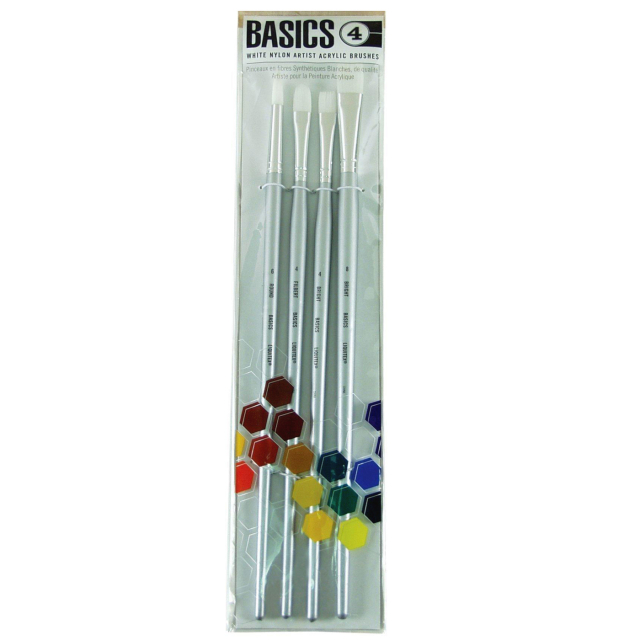 Pinceaux synthétiques Acrylique Long Handle Lot de 4