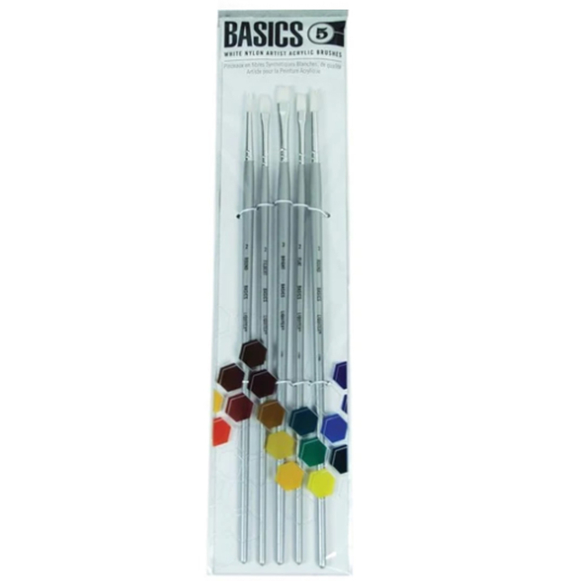 Pinceaux synthétiques Acrylique Long Handle Lot de 5