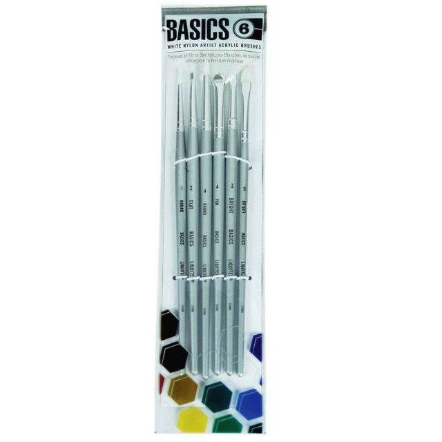 Pinceaux synthétiques Acrylique Short Handle Lot de 6
