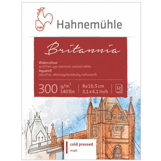 Papier aquarelle Britannia 300 g Matt 8 x 10,5 cm