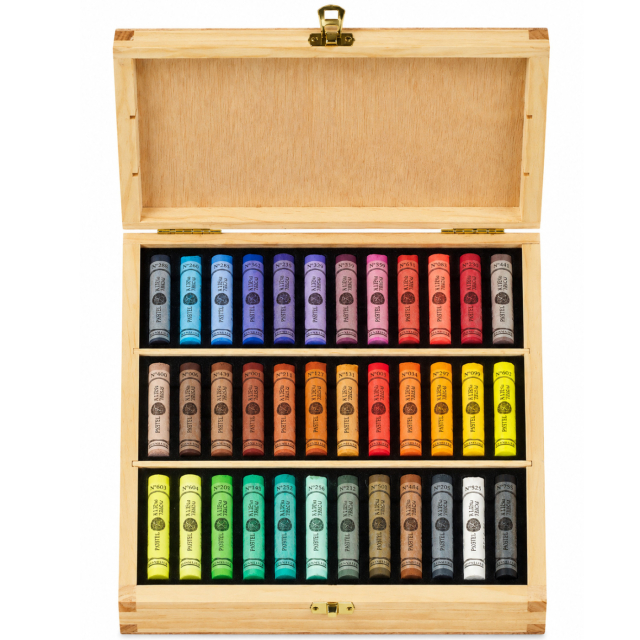 Pastels tendres à l'écu coffret bois 36 couleurs