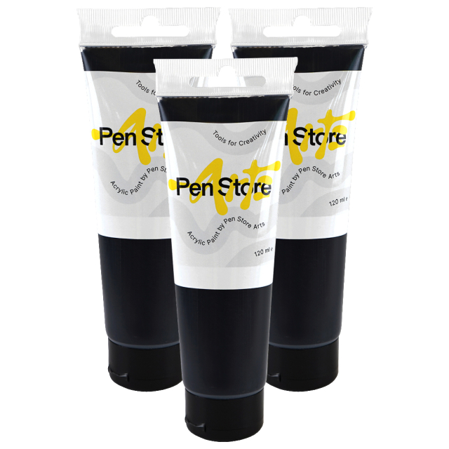 Peinture acrylique 120 ml 3 pièces Noir
