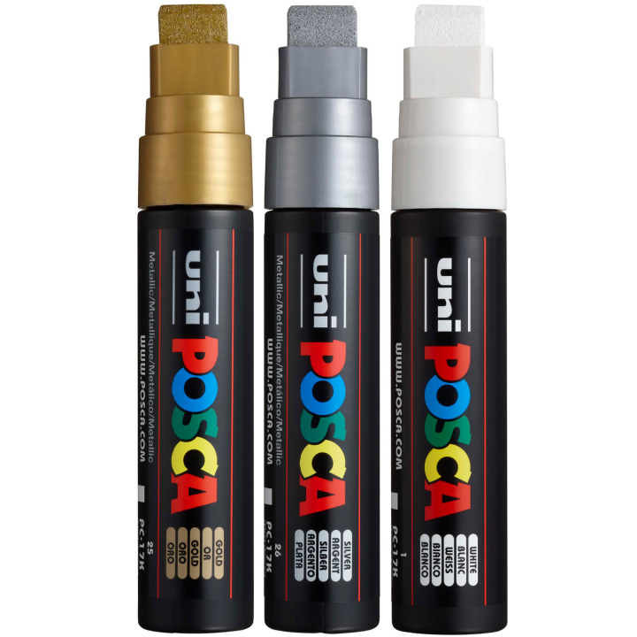 PC-17K Metallic lot de 3 dans le groupe Stylos / Crayons d'artistes / Feutres d'illustrations chez Pen Store (poscaPC17K_set)