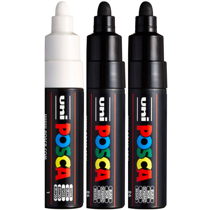 PC-7M Black/White lot de 3 dans le groupe Stylos / Crayons d'artistes / Feutres d'illustrations chez Pen Store (poscaPC7M_set)