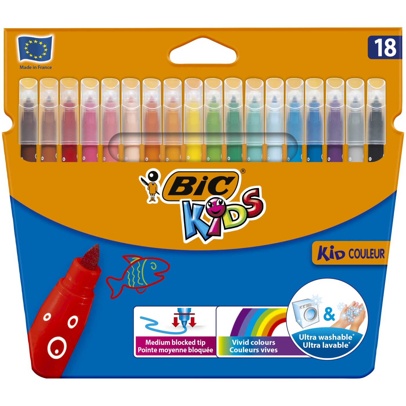 BIC Feutres de coloriage Kids Couleur (+5 ans) Lot de 18