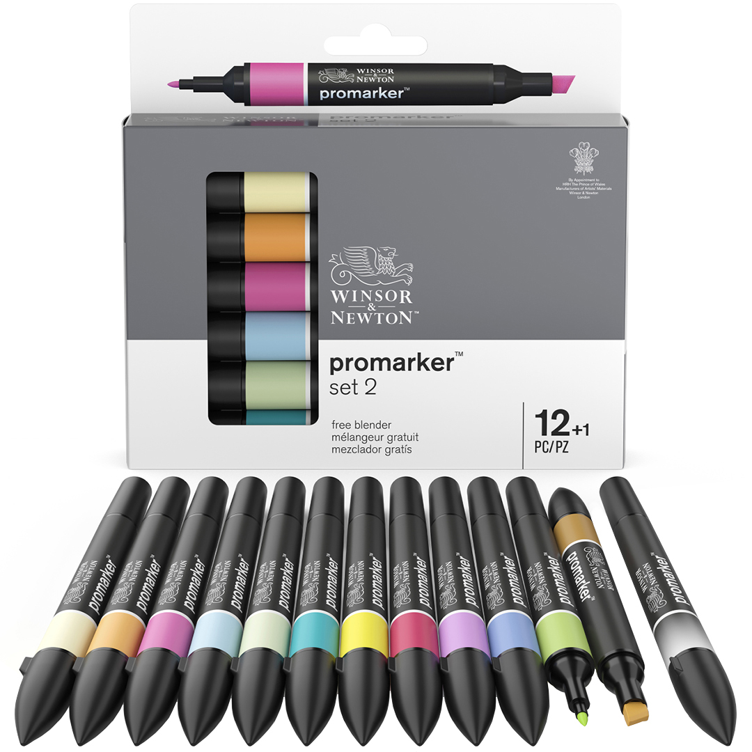 ProMarker ensemble de 12 + mélangeur (Set 2) dans le groupe Stylos / Crayons d'artistes / Feutres chez Pen Store (100545)