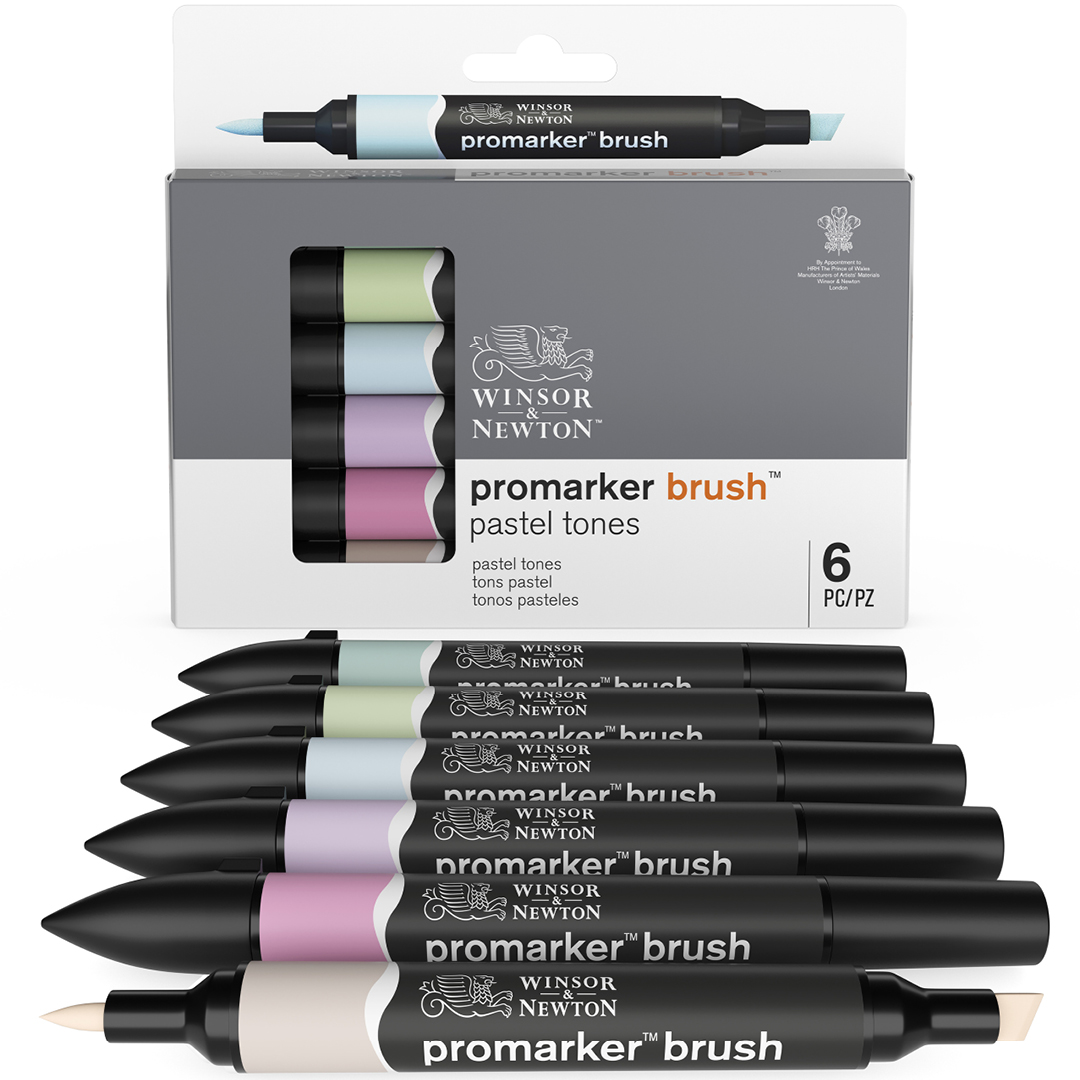 ProMarker Brush ensemble de 6 Pastel Tones dans le groupe Stylos / Crayons d'artistes / Feutres pinceaux chez Pen Store (100551)