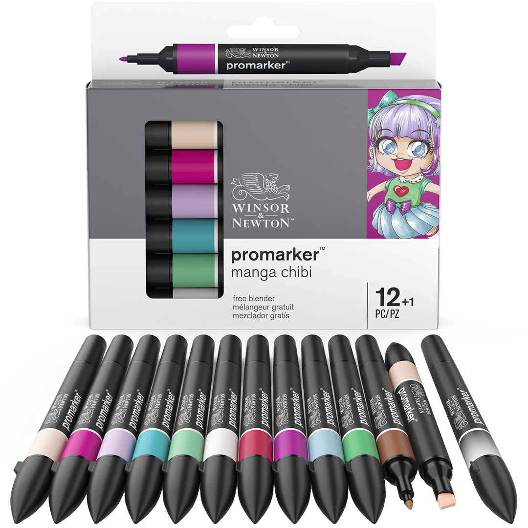 ProMarker ensemble de 12 + mélangeur (Manga Chibi) dans le groupe Stylos / Crayons d'artistes / Feutres chez Pen Store (100560)