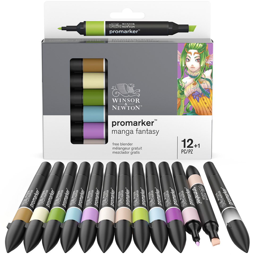 ProMarker ensemble de 12 + mélangeur (Manga Fantasy) dans le groupe Stylos / Crayons d'artistes / Feutres d'illustrations chez Pen Store (100561)