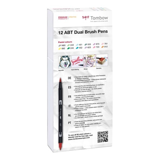 ABT Dual Brush Pen ensemble de 12 Pastel dans le groupe Stylos / Crayons d'artistes / Feutres pinceaux chez Pen Store (101094)