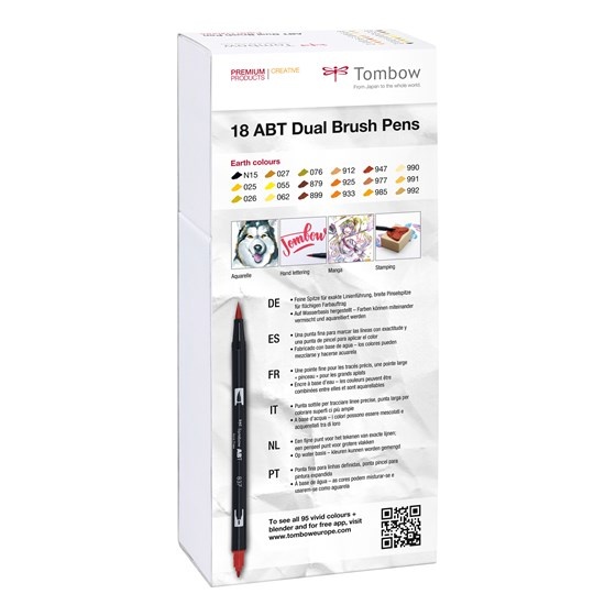 ABT Dual Brush Pen ensemble de 18 Earth dans le groupe Stylos / Crayons d'artistes / Feutres pinceaux chez Pen Store (101095)