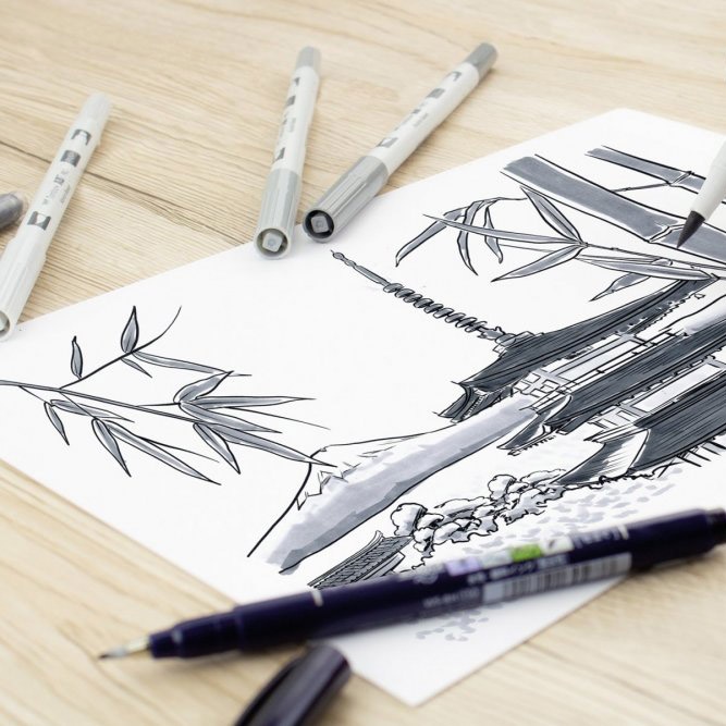 ABT PRO Dual Brush Pen ensemble de 12 Manga dans le groupe Stylos / Crayons d'artistes / Feutres d'illustrations chez Pen Store (101256)