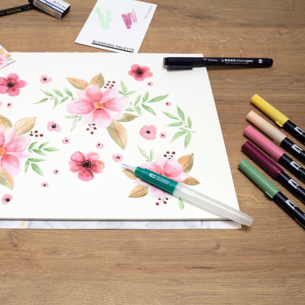 Watercoloring set Floral dans le groupe Stylos / Crayons d'artistes / Feutres pinceaux chez Pen Store (101263)