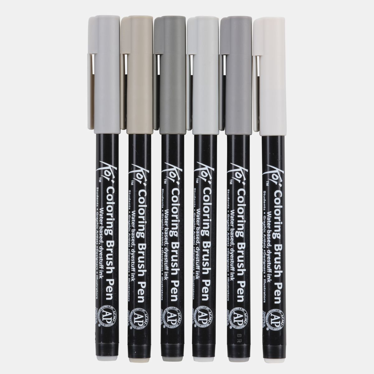 Koi Colouring Brush Pen ensemble de 6 Gray dans le groupe Stylos / Crayons d'artistes / Feutres pinceaux chez Pen Store (102309)