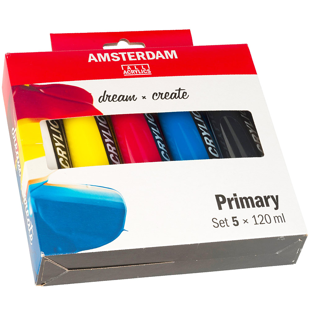 Set de 6 tubes de peinture acrylique Amsterdam 20ml couleurs primaires