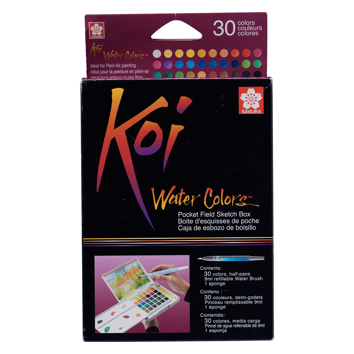 Koi Water Colors Pocket Field Sketch Box 30 + Brush dans le groupe Matériels d'artistes / Couleurs / Peinture aquarelle chez Pen Store (125615)