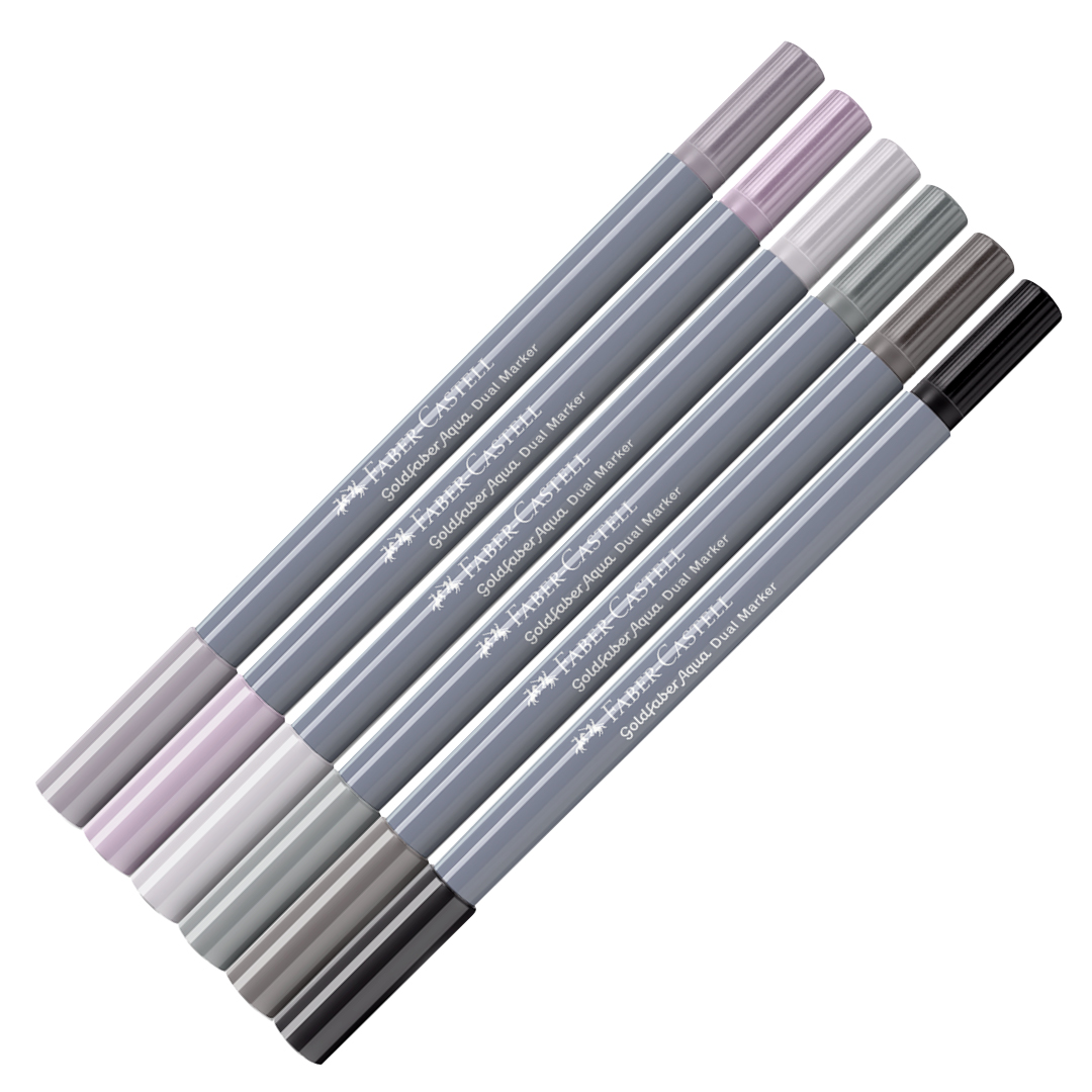 Goldfaber Aqua Dual Marker Lot de 6 Shades of grey