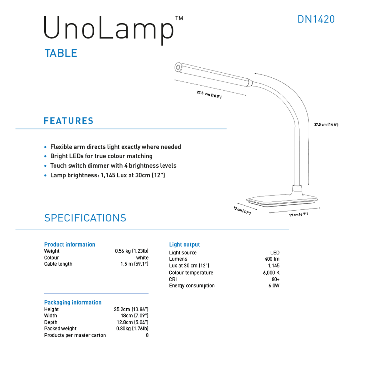UnoLamp Table dans le groupe Loisirs créatifs / Accessoires Hobby / L'illumination chez Pen Store (129123)