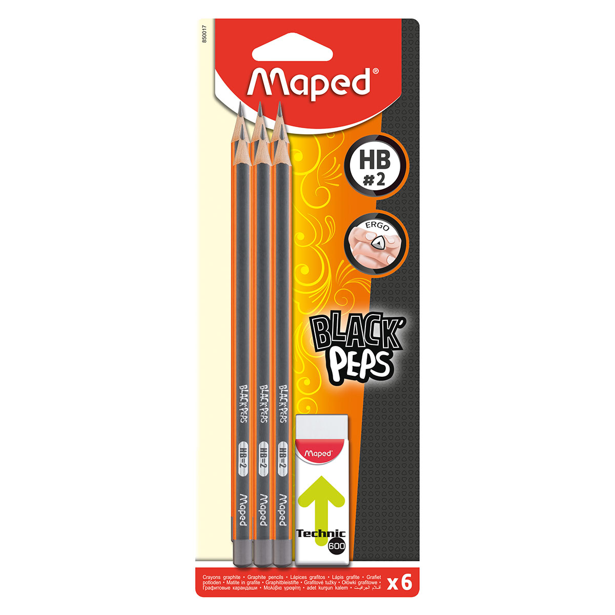 Maped Crayons à papier HB Lot de 6
