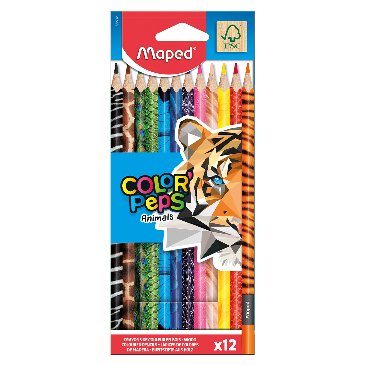 Maped Crayons de couleurs Color Peps Animal Lot de 12