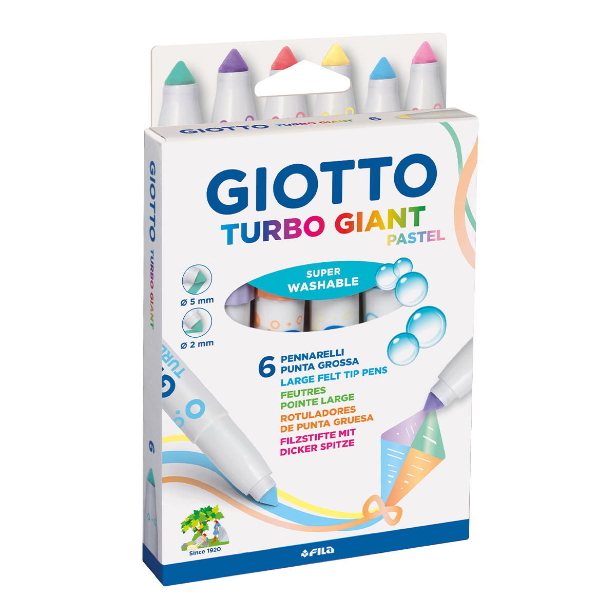 Turbo Giant Pastel Ensemble de 6 dans le groupe Kids / Crayons pours les enfants / Feutres pour les enfants chez Pen Store (129851)